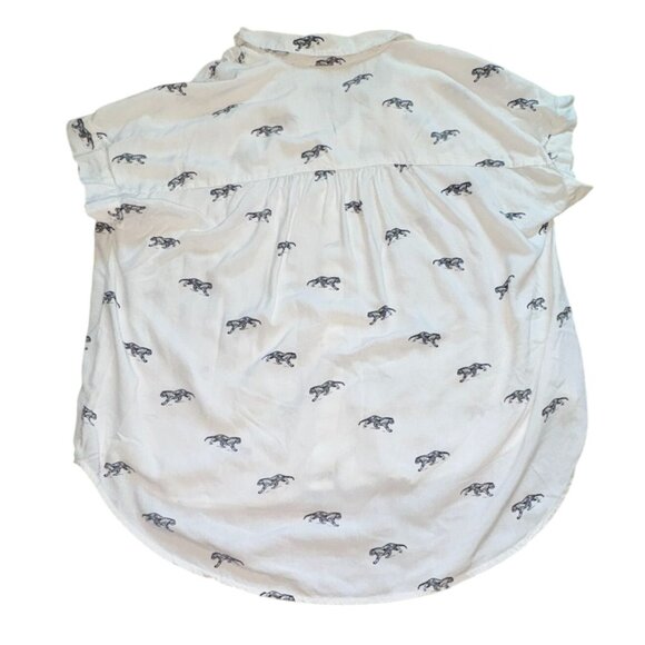 Jane + Delancey Womens Button Front Blouse W/ Tigers-White-Size M-GUC - Picture 6 of 6
